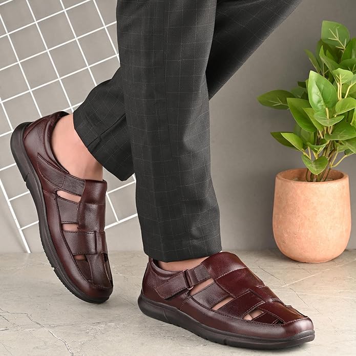 Brown Leather Sandals for Men's